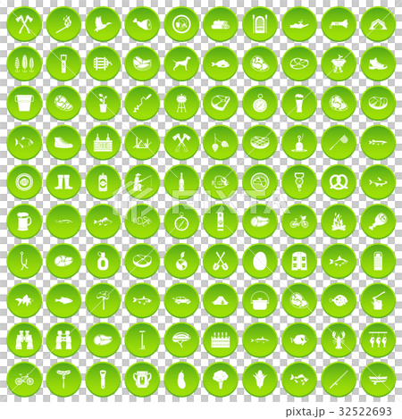100 BBQ icons set green circle 100 BBQ icons set green circle 32522693