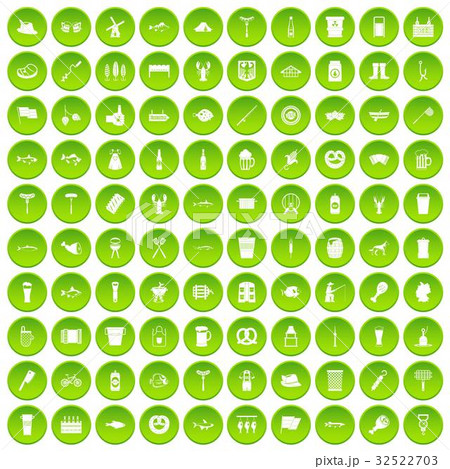 100 beer icons set green circle 100 beer icons set green circle 32522703