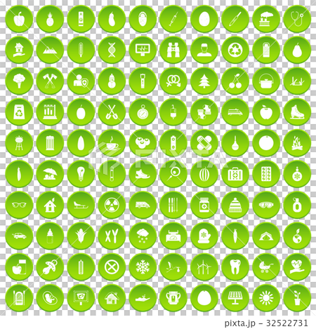 100 child health icons set green circle - Stock Illustration [32522731 ...