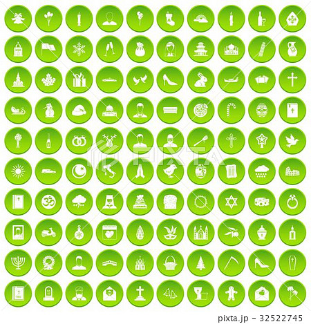 100 church icons set green circle 100 church icons set green circle 32522745