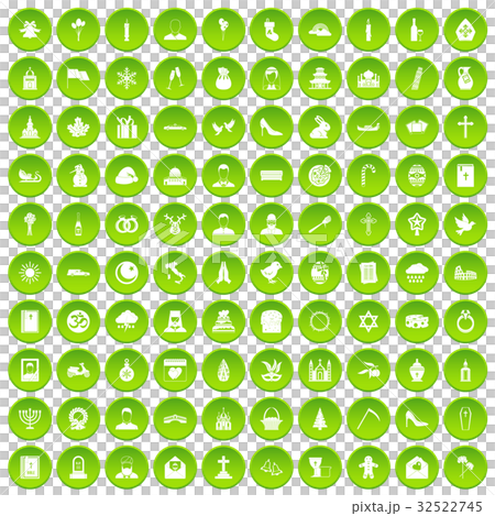 100 church icons set green circle 100 church icons set green circle 32522745
