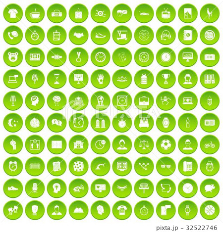 100 clock icons set green circle 32522746