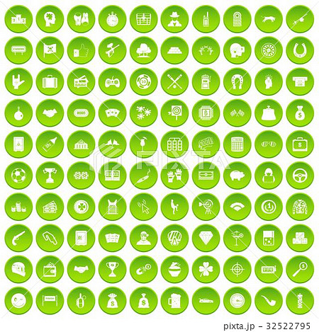 100 gambling icons set green circle 32522795