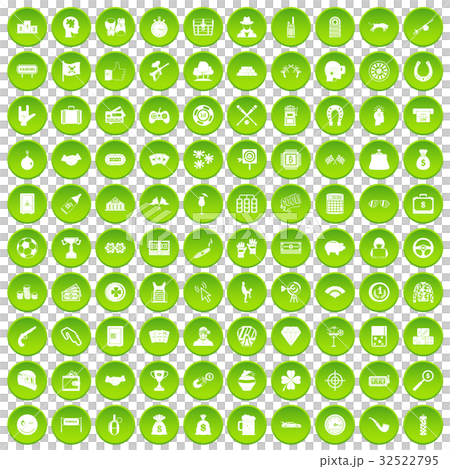 100 gambling icons set green circle 32522795