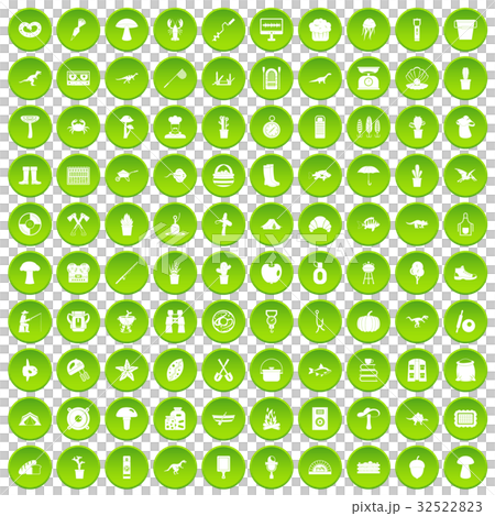 100 hobby icons set green circle 32522823