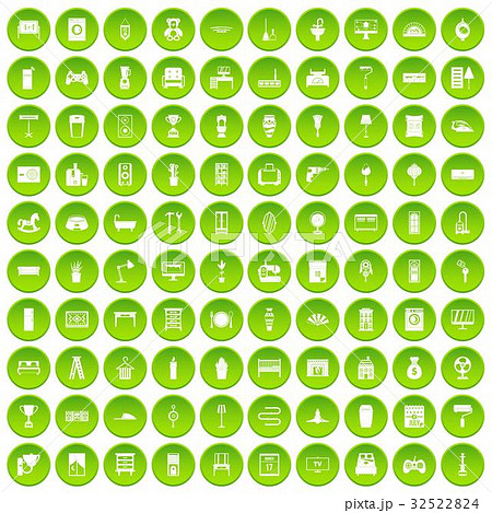 100 home icons set green circle 32522824
