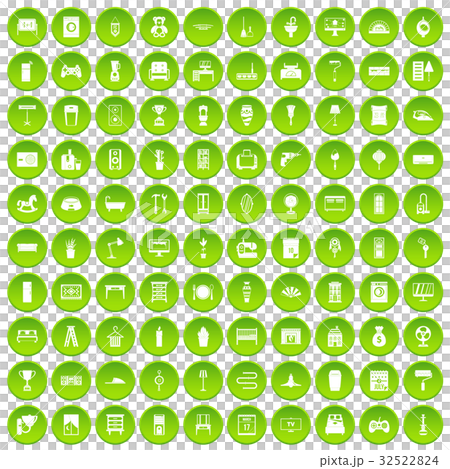 100 home icons set green circle 32522824