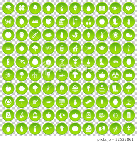 100 garden icons set green circle - Stock Illustration [32522861] - PIXTA