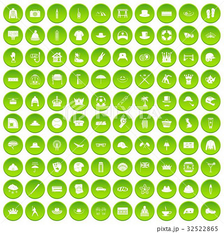 100 hat icons set green circle 32522865