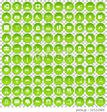 100 luggage icons set green circle 32522869