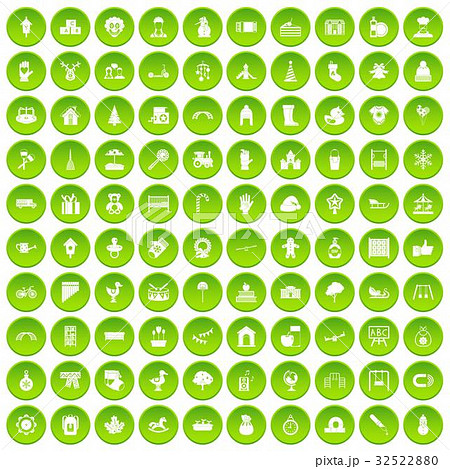 100 kindergarten icons set green circle 100 kindergarten icons set green circle 32522880