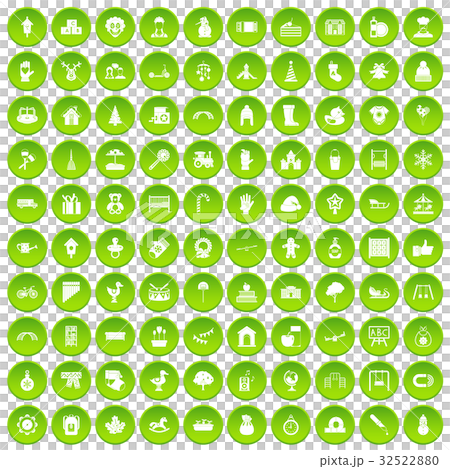 100 kindergarten icons set green circle 100 kindergarten icons set green circle 32522880