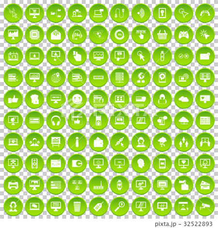 100 internet icons set green circle 32522893