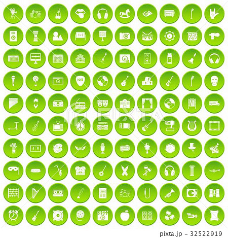 100 musical education icons set green circle 100 musical education icons set green circle 32522919