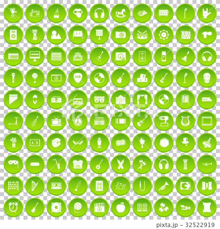 100 musical education icons set green circle 100 musical education icons set green circle 32522919