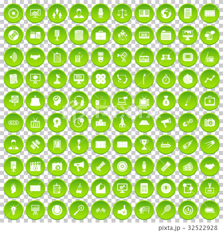 100 media icons set green circle 100 media icons set green circle 32522928