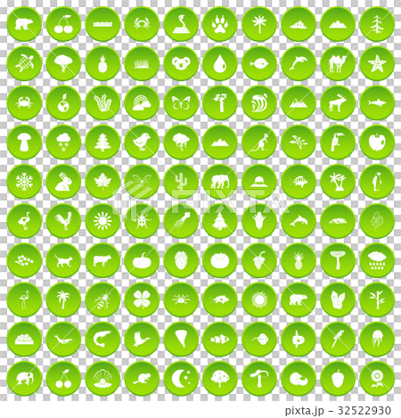 100 nature icons set green circle 100 nature icons set green circle 32522930