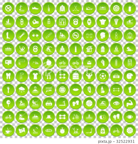 100 men health icons set green circle 32522931