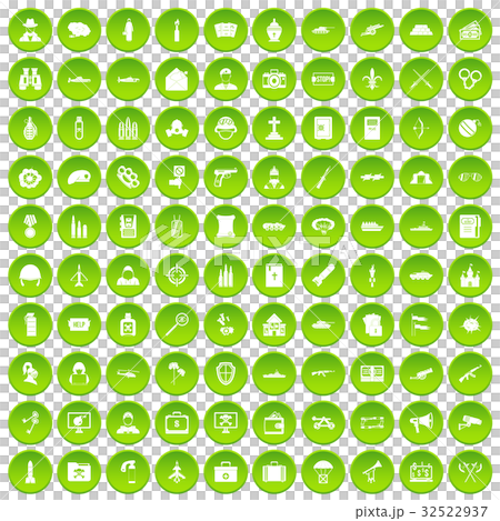 100 military icons set green circle 100 military icons set green circle 32522937