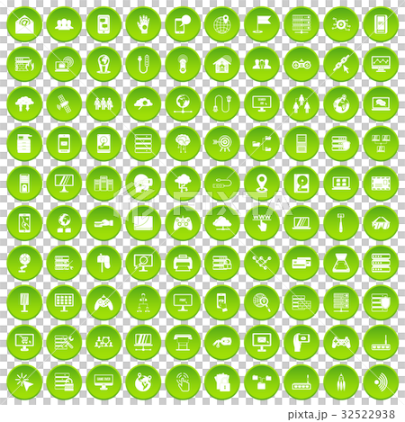 100 network icons set green circle 100 network icons set green circle 32522938