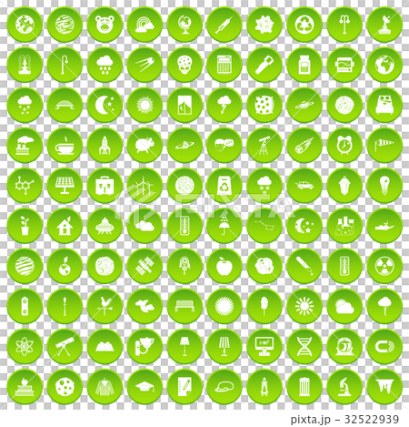 100 moon icons set green circle 32522939
