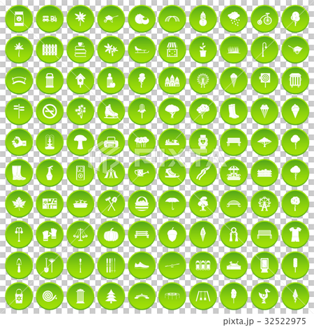 100 park icons set green circle 100 park icons set green circle 32522975