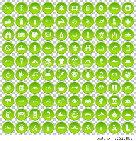 100 rafting icons set green circle 32522993