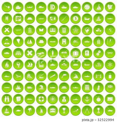 100 shipping icons set green circle 32522994
