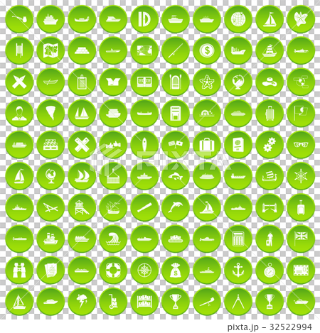 100 shipping icons set green circle 32522994