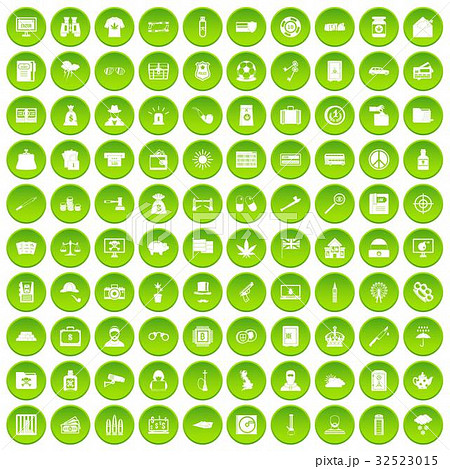 100 police icons set green circle 32523015