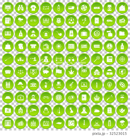 100 police icons set green circle 32523015