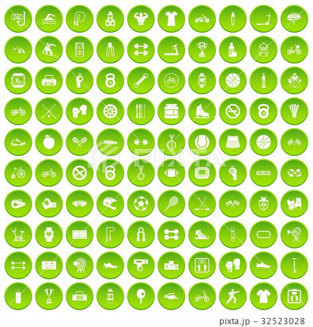 100 sport icons set green circle 100 sport icons set green circle 32523028