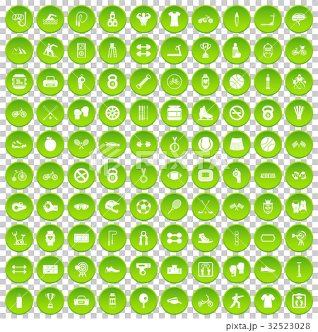 100 sport icons set green circle 100 sport icons set green circle 32523028