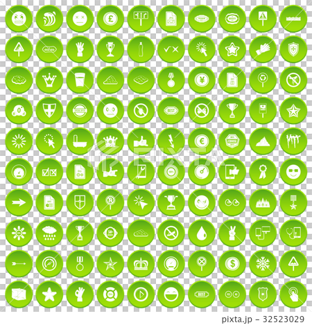 100 symbol icons set green circleのイラスト素材 [32523029] - PIXTA