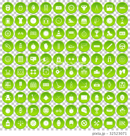 100 stopwatch icons set green circle 32523071