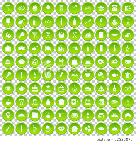 100 restaurant icons set green circle 100 restaurant icons set green circle 32523073