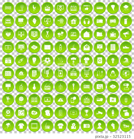 100 trophy and awards icons set green circle 32523115