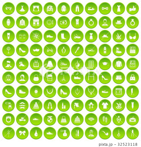 100 vitamins icons set green circle 100 vitamins icons set green circle 32523118