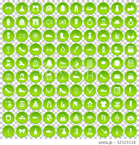 100 vitamins icons set green circle 100 vitamins icons set green circle 32523118