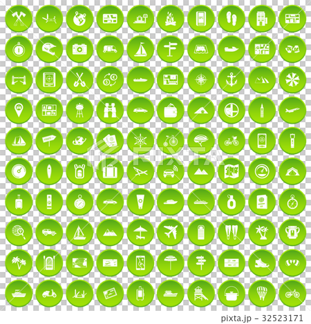 100 transportation icons set green circle 32523171