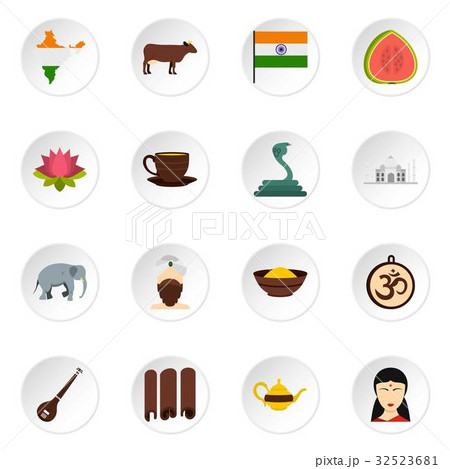 India travel icons set in flat style India travel icons set in flat style 32523681