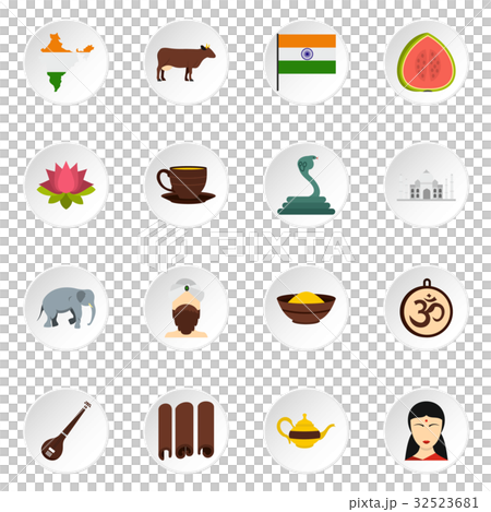 India travel icons set in flat style India travel icons set in flat style 32523681