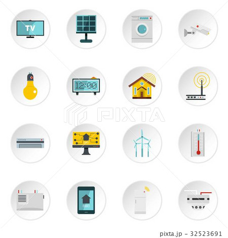 Smart home house icons set in flat style Smart home house icons set in flat style 32523691
