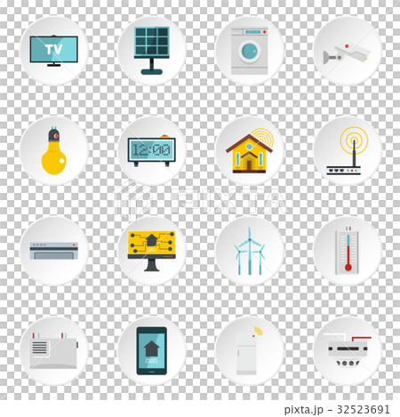 Smart home house icons set in flat style Smart home house icons set in flat style 32523691