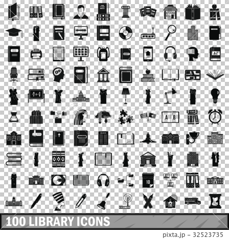100 library icons set, simple style 100 library icons set, simple style 32523735