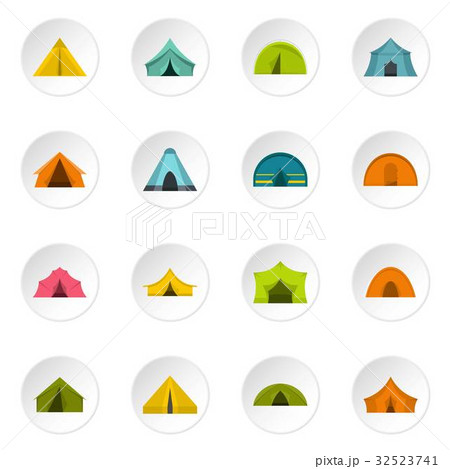 Tent forms icons set in flat style 32523741