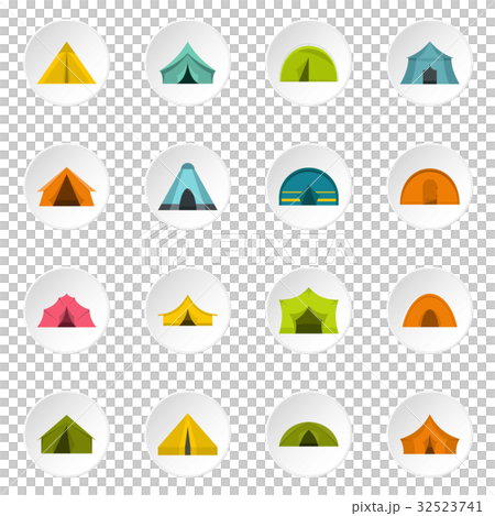 Tent forms icons set in flat style 32523741