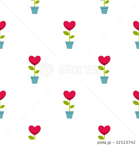 Pink heart flower in a pot pattern seamless Pink heart flower in a pot pattern seamless 32523742
