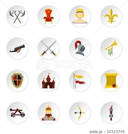 Knight icons set, flat style 32523745
