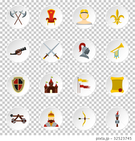 Knight icons set, flat style 32523745